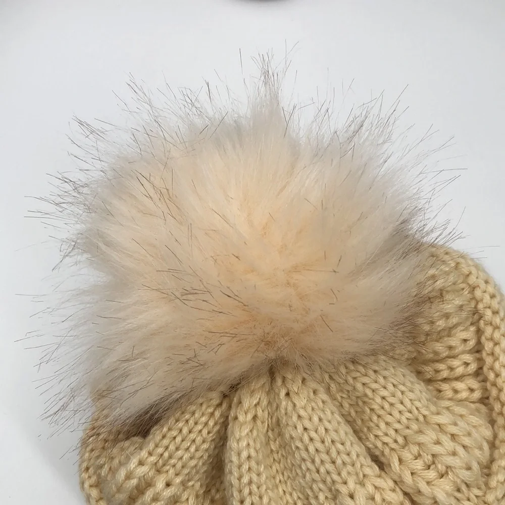 QueenFur Beanie Knit Stocking Cap Hat with Pompom